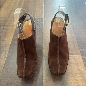 Michael Kors Brown Suede Platform Slingback Clogs Women’s Size 8